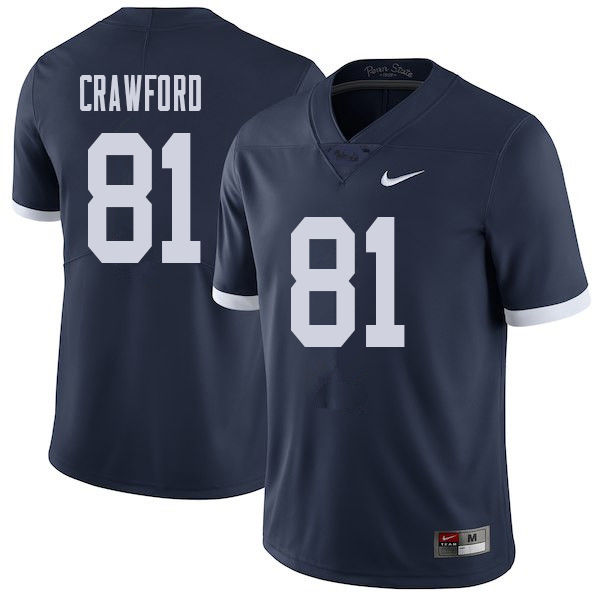 Men #81 Jack Crawford Penn State Nittany Lions College Throwback Football Jerseys Sale-Navy